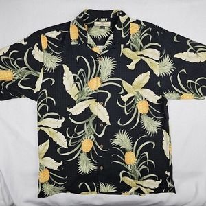 Tommy Bahama Shirt Adult Medium Floral Pineapple Silk Soft Casual Mens Hawaiian